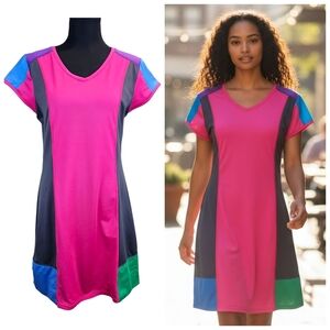 Title Nine Colorblock Athletic Dress S Pink Activewear Athleisure Sporty Stretch